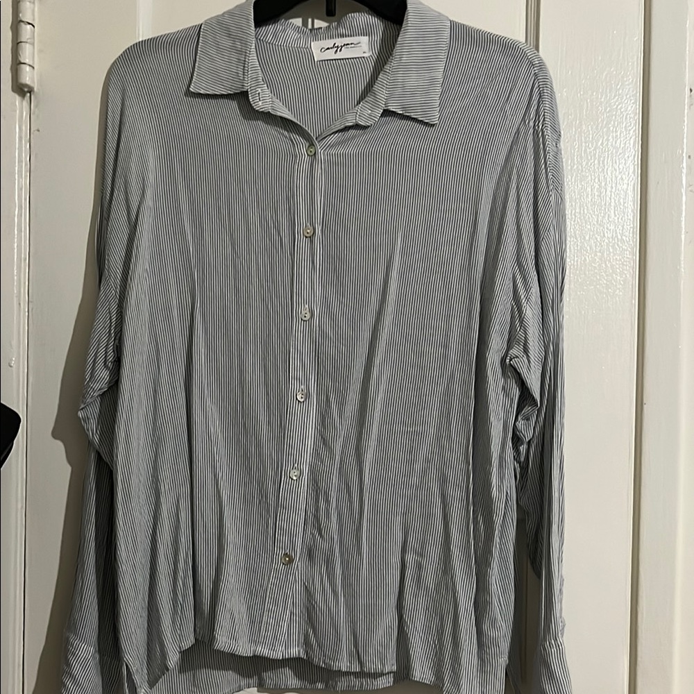 Carly Jean Los Angeles Blue and White Button Down Shirt